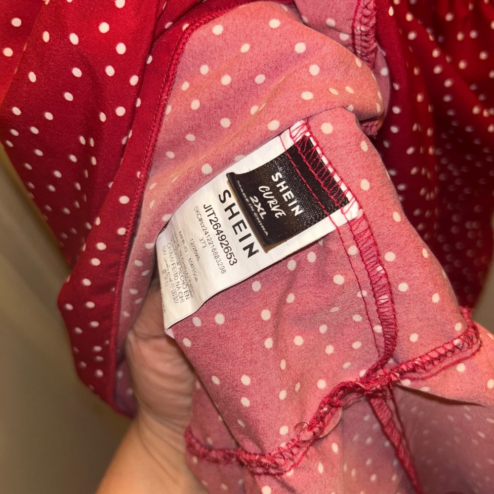 Red Polka Dot Mini Dress 2XL Plus Size Romantic Cottagecore Ruffle Babydoll - Picture 4 of 4